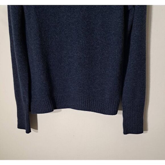 Qi cashmere sweater womens small 100% cashmere sweater blue black mockneck - Picture 4 of 8